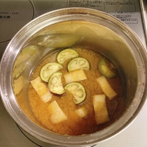 生姜入り☆ナスと油揚げのお味噌汁